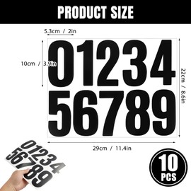 10 Blatt Zahlen Aufkleber,Wetterfest Klebezahlen Schwarz, Große Schwarz Nummer Sticker, Wetterfest 0-9, Wasserdichte Selbstklebende Vinyl Nummern für Briefkasten, Hausnummern, Autos, Türen & Fenster,