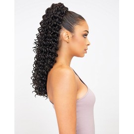 Janet Collection - Noir Everytime - Premium Synthetic Fiber - Drawstring - 18" - One Size Fits All - Citron (Medium Dark Brown 4)