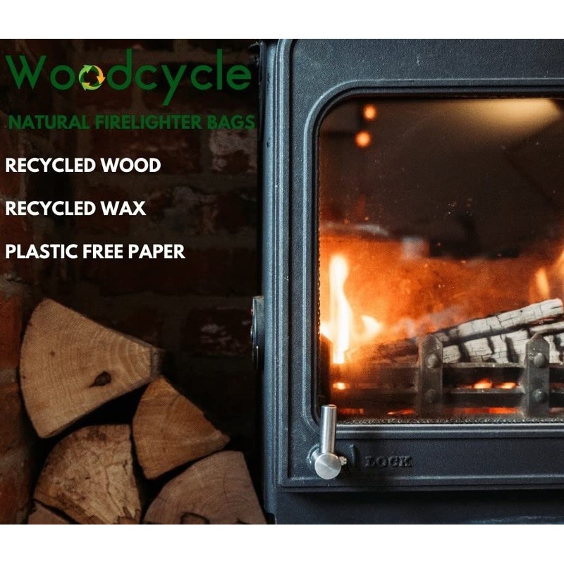 Woodcycle Natural Firelighter Bags - Environmentally Friendly Fire Starters for