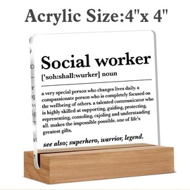 Social Worker Gifts, Social Worker Definition Gift, Social Worker Gifts for Women Men, Social Worker Office Decor Acrylic Sign, 4 x 4 Inches