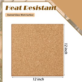 Juexica 2 Pcs 12" x 12" Heat Resistant Stained Glass Work Surface 1/2" Thick Stained Glass Supplies for Protecting Table and Countertops