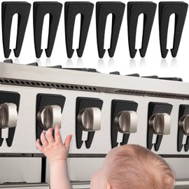 HUAKENER Stove Knob Covers for Child Safety, 6 Pack Gas Stove Baby Proof Knobs Locks，Easy to Install and Use (Black)