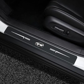 DEWILLO 4Pcs Door Sill Protector Reflective 4D Carbon Fiber Sticker Decoration Door Entry Guard Sill Scuff Plate Stickers Accessories Compatible with Toyota RAV4(White)