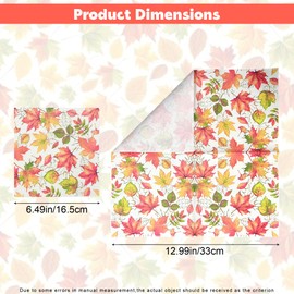 20Pcs Fall Leaves Cocktail Napkins, Disposable Thanksgiving Paper Napkins, Decorative Fall Maple Leaf Beverage Dinner Hand Napkin for Autumn Harvest Birthday Holiday Party Supplies, 6.5 x 6.5 Inch