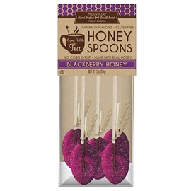 MelvilleCandy Hard Candy Blackberry Honey Spoons Lollipop On Wooden Ball Sticks, 5 Count Bag