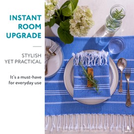 WETCAT Toallas de mano turcas con lazo para colgar (20 x 30) – Juego de 2, 100% algodón, suave, toallas de cocina boho, prelavadas, toallas de mano azules únicas para decoración de baño