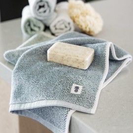 Cariloha Two Toned Hand Towel | Laguna Blue | 16"x24" | Turkish Cotton & Viscose Material Blend | Extra Smooth, Odor Resistant and Highly Absorbent