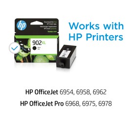 HP 902XL Black High-Yield Ink Cartridge Printers | Works with Printer Series: OfficeJet 6954, 6958, 6962, OfficeJet Pro 6968, 6975, 6978 | Eligible for Instant Ink | T6M14AN