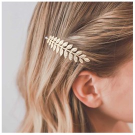 Aneneiceera Vintage Leaf Hair Clip Barrette Gold Hair Barrette Clamp Metal Pin Clips Decorative Accessories for Women