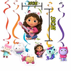 LANASPARTY gabby dollhouse birthday party supplies favor centerpiece decoration event theme - 6PC HANGING SWIRLS