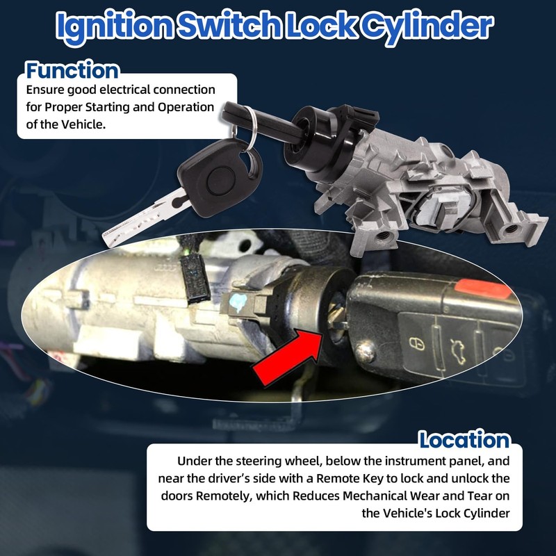 1K0905851 Ignition Switch Lock Cylinder Assembly with Intelligent Key Shell