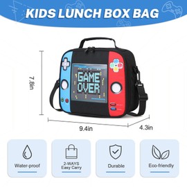 Scothen Lunch Box for Boys, Cool Luminous Gamer Kids Insulated Lunch Bag for Teen Boys, Reusable Portable Lunchbox for Kids Toddler Students Boy Daycare School Travel Picnic Hiking
