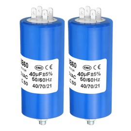 PATIKIL CBB60 40uf Running Capacitor,2Pcs AC 250V 4Pins 50/60Hz Cylinder Bottom with Screw 95 x 45mm for Washing Machine,Cleaning Machine Motor Star