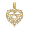 14K Solid Yellow Gold Star of David Jewish Magen Heart
