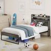 Elephance Twin Bed Frames with Charging Station and Storage Headboard,