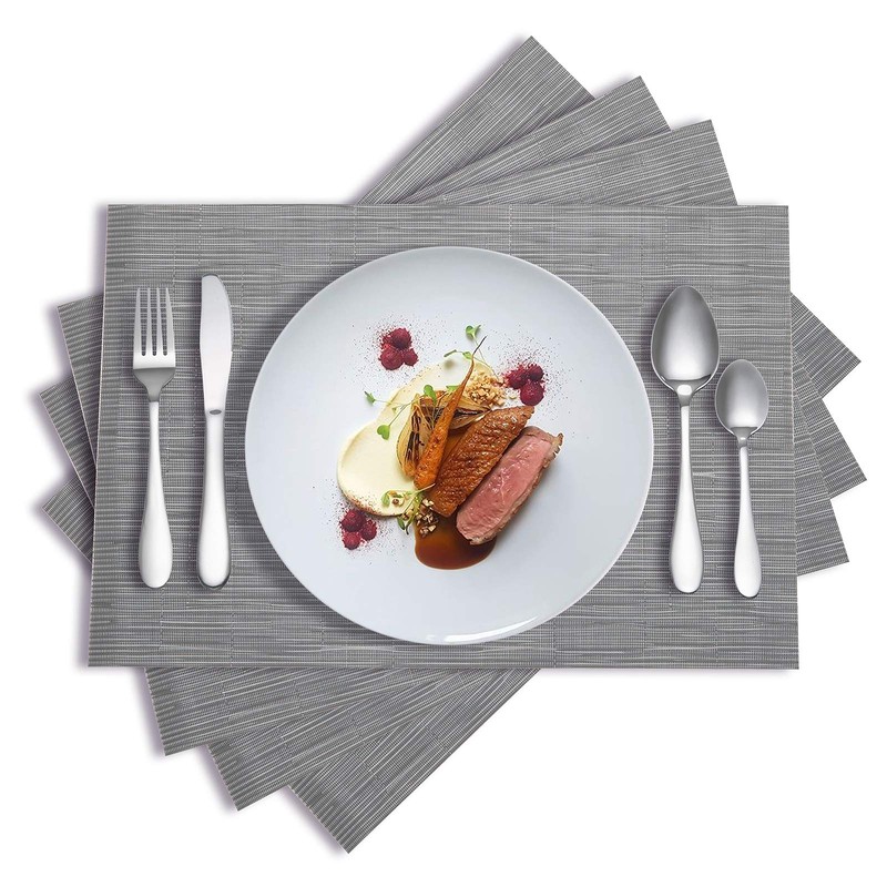 HPMAISON 9 Pcs Grey Placemats Set - 4 Placemats, 4