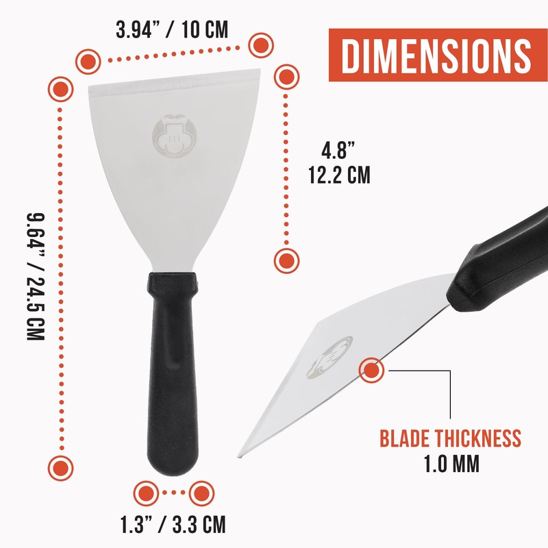 Chef Pomodoro Pizza Dough Scraper – 4-Inch (10 cm) Stainless