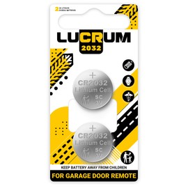 Lucrum 2-Pack Garage Door Remote Battery for X X-House, Chamberlain MC100-P2, KLIK5U-BK2 Clicker - CR2032 Battery for Garage Door Remote