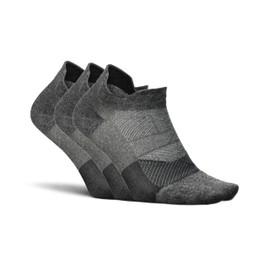 Feetures Elite Ultra Light No Show Tab Solid - Running Socks for Men & Women, Athletic Compression Socks, Moisture Wicking - Small, Gray-3Pack
