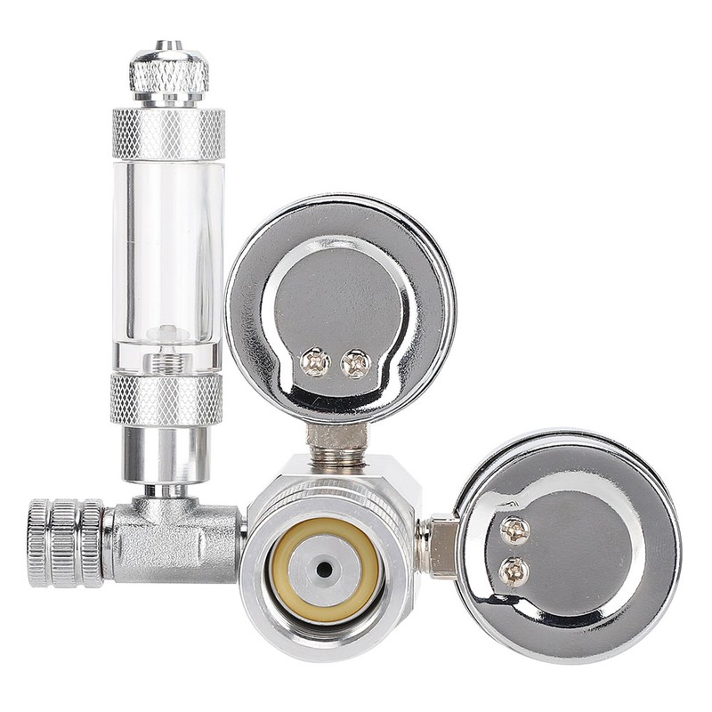 CO2 Regulator Aquarium Dual Gauge Display with Bubble Counter and