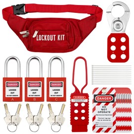 SAFBY - Kit de etiquetas de bloqueo eléctrico Loto – cerrojos de bloqueo de grupo, etiquetas de bloqueo, candados de seguridad con número, lazos de nailon con bolsa de bolsillo