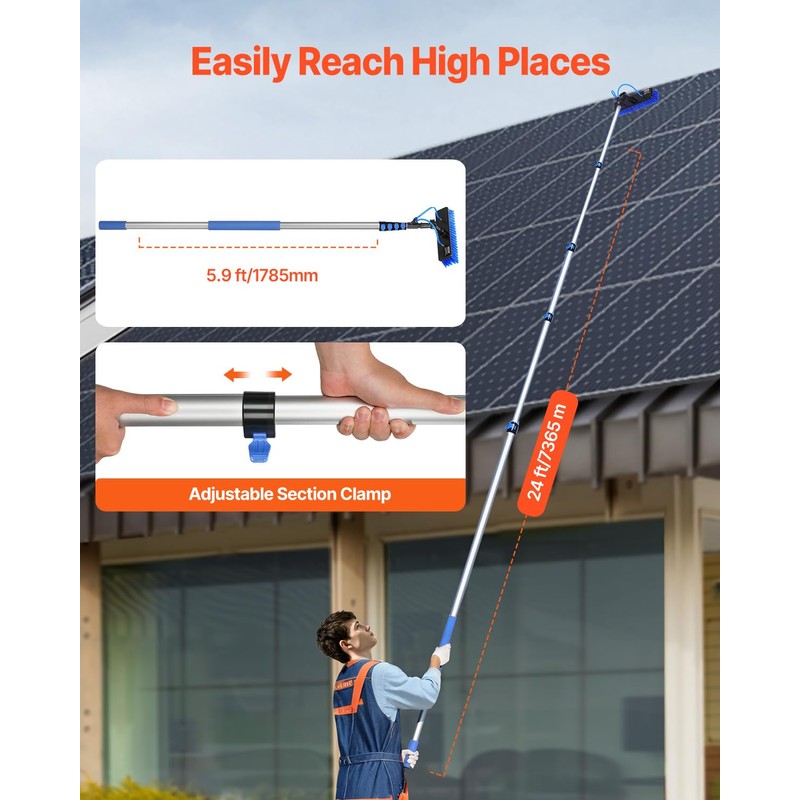 VEVOR Water Fed Pole Kit, 24FT Solar Panel Cleaning Pole