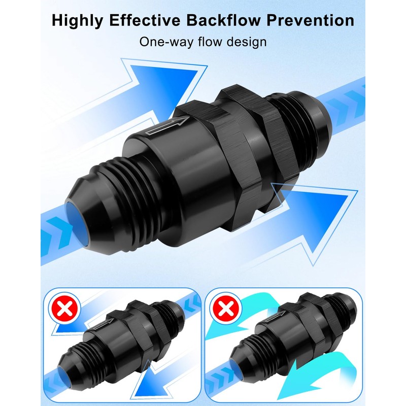 8AN Fuel Check Valve, Male 3/4-16 Thread Check Valve Assembly,