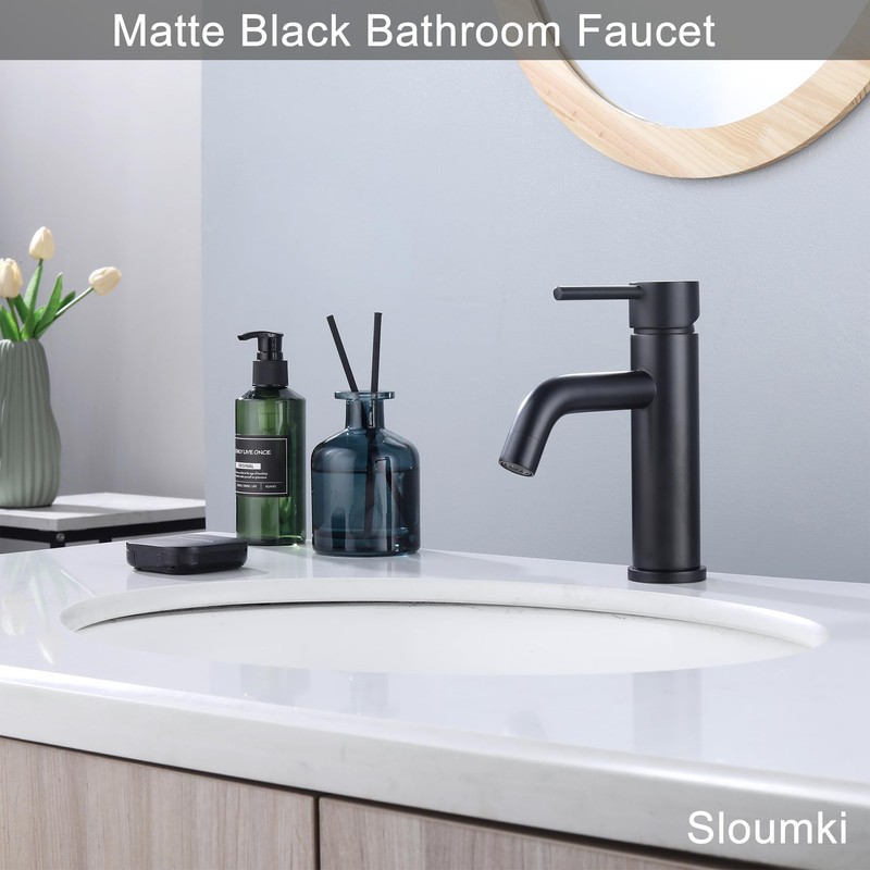 Bathroom Faucet Matte Black Modern Bathroom Sink Faucet with Single