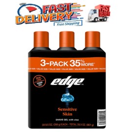 Edge Sensitive Skin Shaving Gel for Men, 9.5 oz., 3 pk.