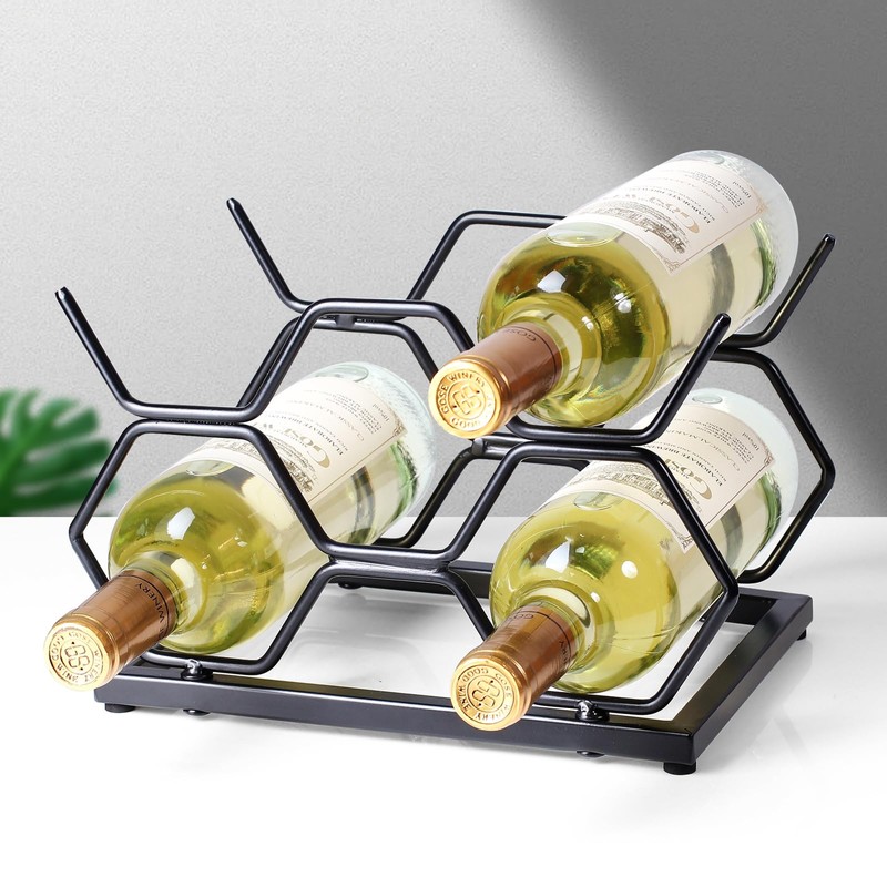 Drincarier Countertop Wine Rack - 5 Bottle Freestanding Modern Gold