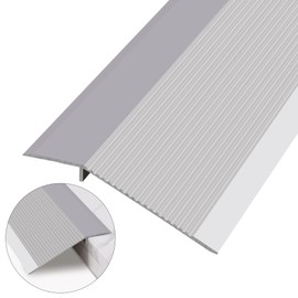 Lunghaa Aluminum Floor Transition Strip, Threshold Reducer for Doorway Ramp Tiles Laminate Planks, Bridge The Height Gap Between 0.3-1.6 inches (4.2 ft x 3.9 in, Matte Silver)