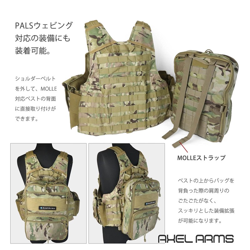 Axel Arms Variable Capacity, Tactical Flat Backpack (Camouflage, Multicam Black),