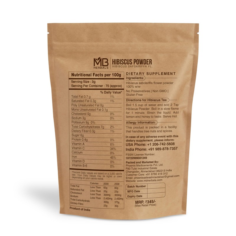 MB Herbals Hibiscus Powder | 227g | Half Pound |