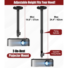 Ceiling Projector Mount Bracket, 360° Rotation & 90° Tilt Adjustable, Compatible with TMY, HAPPRUN, Yaber, Aurzen & Most Projectors