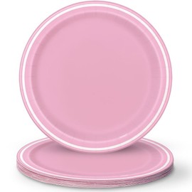 Lovely Pink Thin Stripes Round Dinner Plates - 9" I Pack of 8