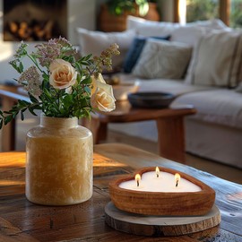 Aromatherapy Candle, SEVEYEE Christmas Rosemary Candle 3wicks 10oz, Heart Large Wooden Bowl Candles for Women,Girl Birthday Gift