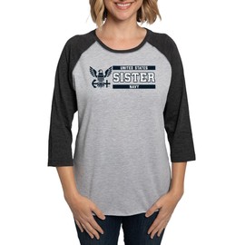 CafePress U.S. Navy Blue and White Sister Horizontal Women's Baseball T Shirt Women's Baseball Tee