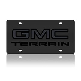 Eurosport Daytona Compatible with - 2019- Current GMC Terrain License Plate on Black Steel- Blackout