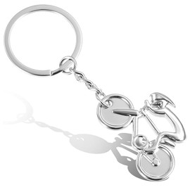 LIURFLNC Bicycle Keyring, Key Fob Bicycle, Cyclist Key Pendant, Silver, Metal Creative Gifts, Gift for Men, Women & Children