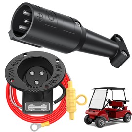 Club Car 48V Charging Port and Plug, Golf Cart Charger Receptacle with Cord and Handle Plug for 2004-2013 Club Car DS, Club Car Charger Socket Plug Replace OEM# 101828901, 101802101, 101846801