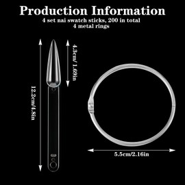 200pcs Clear Pointed Shaped Nail Polish Swatch Stick Nail Swatch Sticks With Ring,False Nails Sample Sticks for Home or Salon Use