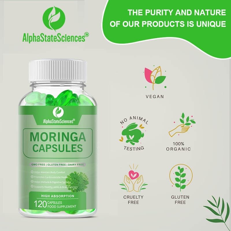 AlphaStateSciences Mighty Organic Moringa: Immune Boosting Capsules with Turmeric &
