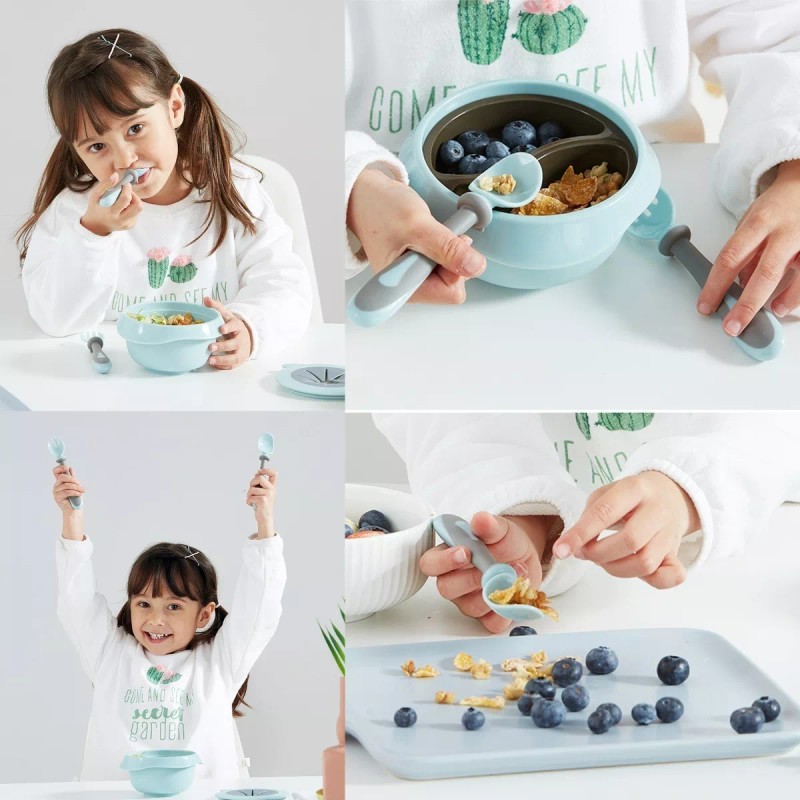 DaraBaby Cubiertos Silicona Flexible Niño Bebe Portatil Viaje Escuela