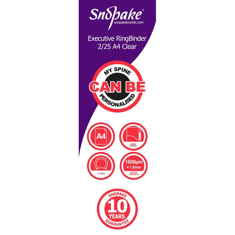 Snopake A4 25mm Executive Ring Binder - Clear