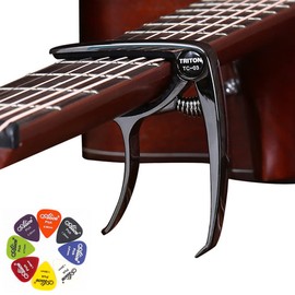 U-NEST Multi-functional Guitar Capotast, One-touch Type, Zinc Alloy, Ultra Lightweight, Quick Change, Adjustable, Bridge Pin Removal Function, For Acoustic Acoustic Electric Guitar, Ukulele, 2 Picks,