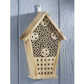 SAGEFINDS Bee House | Pine and Bamboo Wood Habitat for Bees, Ladybugs, Lacewings | Hanging Insect Hotel | Outdoor Nest Box for Garden