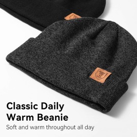 OZERO Men Women Winter Beanie: 2-Pack Daily Cool Hat,Lightweight Thermal Caps,Knitted Running Beanies