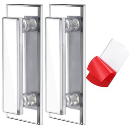 Weysat 2 Pcs Mirror Closet Door Pulls Handle Adhesive Self Stick Acrylic Drawer Handle Knob Large Clear Instant Stick on Knobs for Closet Cabinet Wardrobe Windows Dresser Sliding Door (5 x 2 Inch)