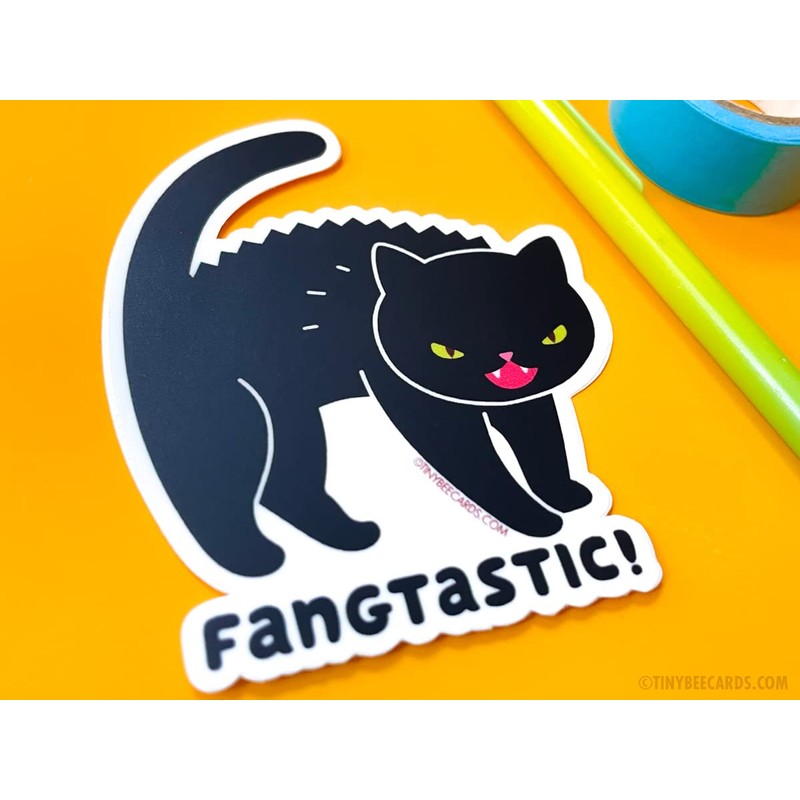 Black Cat Vinyl Sticker - Fangtastic