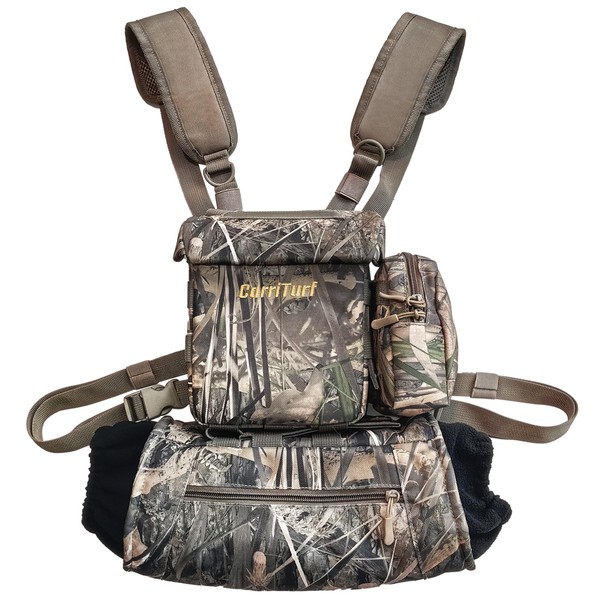CarriTurf Binoculars Harness with Rangefinder Pouch - Lightweight, Silent, Magnetic